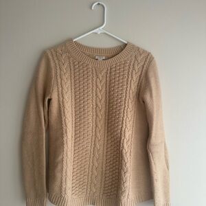 J. Crew Tan Cable Knit Crew Neck Sweater